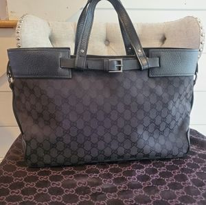 Authentic Gucci canvas/leather tote bag